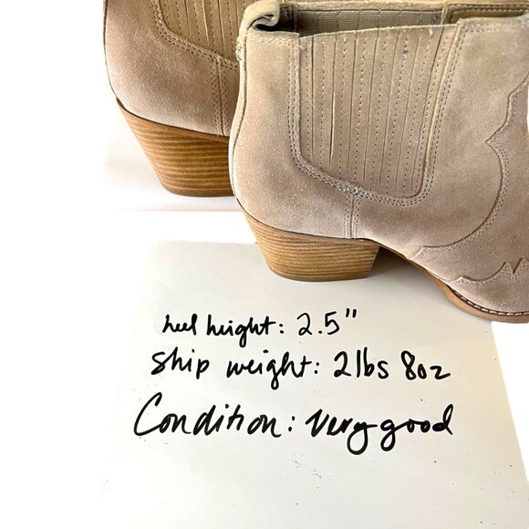 Sam Edelman Winona Womens Western Ankle Boots Size 9 Suede Leather Tan - Picture 11 of 12
